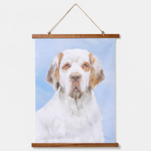 Tapiz Con Marco De Madera Pintura de Clumber Spaniel - Arte de Perro Origina