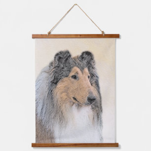 Tapiz Con Marco De Madera Pintura de Collie (Áspero) - Arte de Perro Origina