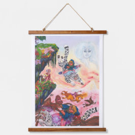 Tapiz Con Marco De Madera Pintura de color de agua fantasía contra demonios 