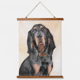 Tapiz Con Marco De Madera Pintura de Coonhound Negro y Canela - Arte Origina