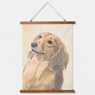 Tapiz Con Marco De Madera Pintura de Dachshund (de cabello largo) - Arte Per