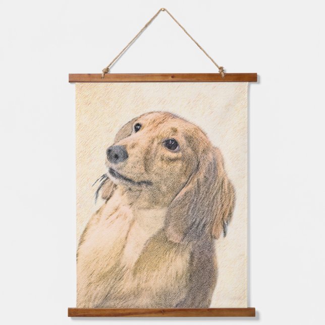 Tapiz Con Marco De Madera Pintura de Dachshund (de cabello largo) - Arte Per (Anverso)