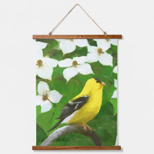 Tapiz Con Marco De Madera Pintura de Goldfinch - Arte original de aves salva