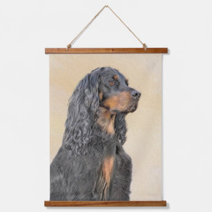 Tapiz Con Marco De Madera Pintura de Gordon Setter - Arte de Perro Original.
