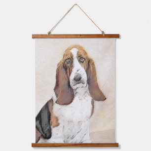 Tapiz Con Marco De Madera Pintura de hebilla de basset - Arte de perro origi