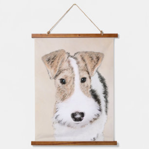 Tapiz Con Marco De Madera Pintura de hilo Fox Terrier - Arte de Perro Origin