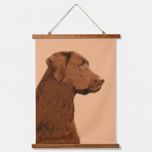 Tapiz Con Marco De Madera Pintura de Labrador Recuperador (Chocolate) - Arte