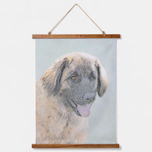 Tapiz Con Marco De Madera Pintura de Leonberger - Arte de Perro Original.