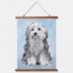 Tapiz Con Marco De Madera Pintura de Lowchen - Arte de perro original lindo