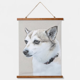 Tapiz Con Marco De Madera Pintura de Norwegian Lundehund - Arte original de