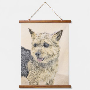 Tapiz Con Marco De Madera Pintura de Norwich Terrier - Arte de Perro Origina