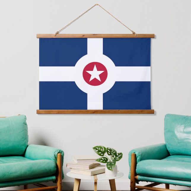 Tapiz Con Marco De Madera Pintura de pared con bandera de Indianápolis, EE.U (Sala de estar)