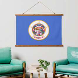 Tapiz Con Marco De Madera Pintura de pared con bandera de Minnesota, EE.UU.