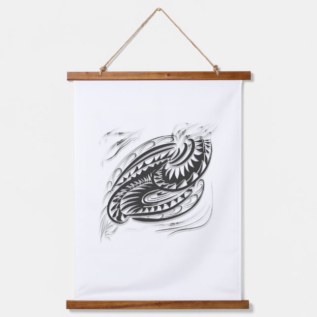 Tapiz Con Marco De Madera pintura de pared gráfica en blanco negro para inte (Anverso)