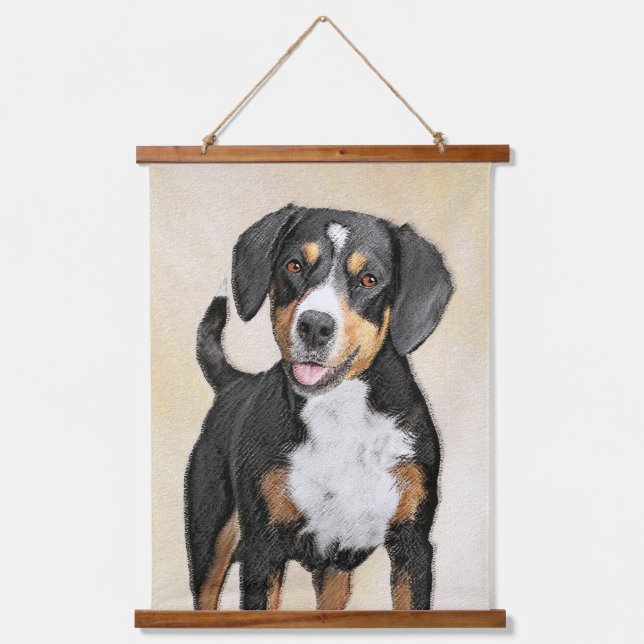 Tapiz Con Marco De Madera Pintura de Perro de la Montaña Entlebucher Arte Pe (Anverso)