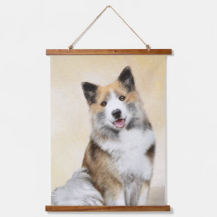 Tapiz Con Marco De Madera Pintura de perro pastor islandés - Arte original d