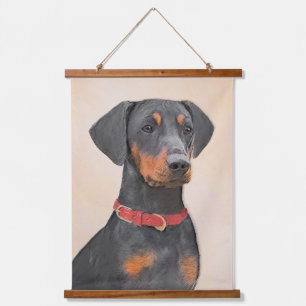 Tapiz Con Marco De Madera Pintura de Pinscher original de arte animal