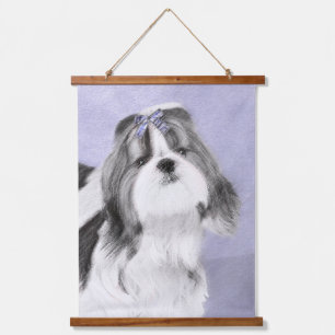 Tapiz Con Marco De Madera Pintura de Shih Tzu - Arte de Perro Original Lindo