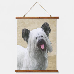 Tapiz Con Marco De Madera Pintura de Skye Terrier - Arte de perro original l