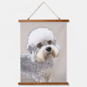 Tapiz Con Marco De Madera Pintura de Terrier Dandie Dinmont Arte Original de