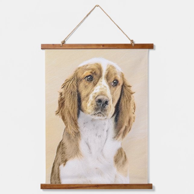 Tapiz Con Marco De Madera Pintura de Welsh Springer Spaniel - Arte de Perro  (Anverso)