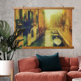 Tapiz Con Marco De Madera Pintura del Canal de Venecia Balcony