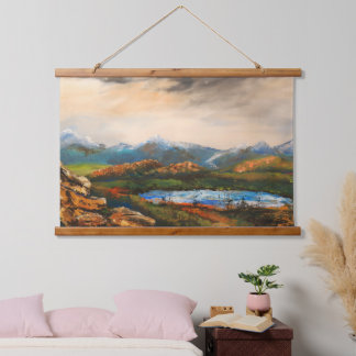 Tapiz Con Marco De Madera Pintura del paisaje "Rocky Heights"