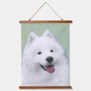 Tapiz Con Marco De Madera Pintura Samoyed - Arte Perro Original Cuto