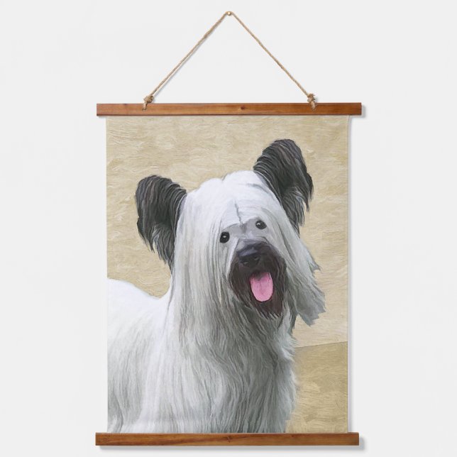 Tapiz Con Marco De Madera Pintura Skye Terrier - Arte Perro Original. (Anverso)