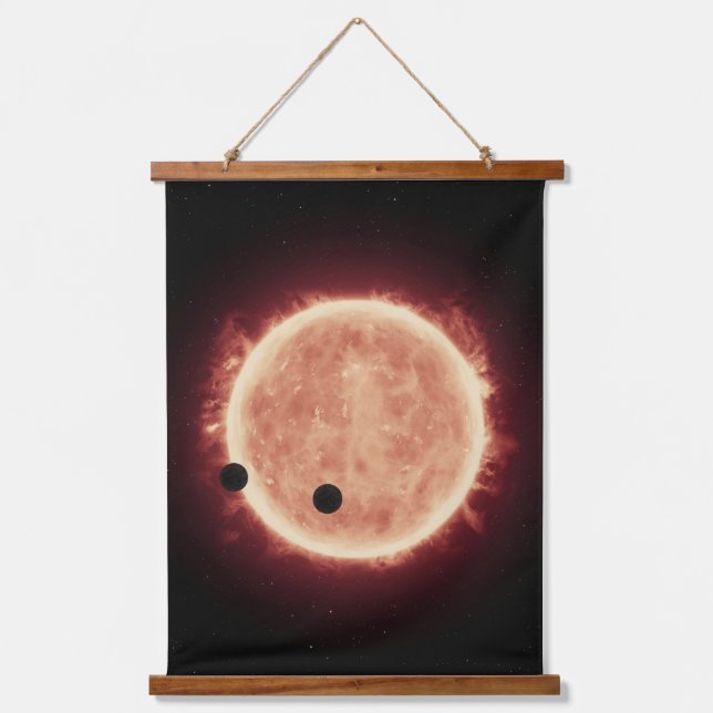 Tapiz Con Marco De Madera Planetas Transitando Estrella De Enano Rojo En Tra (Anverso)