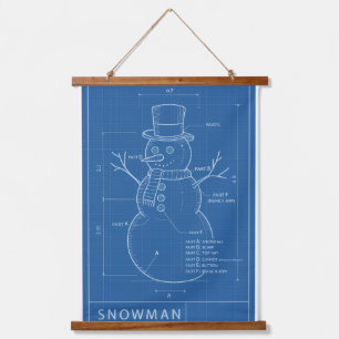 Tapiz Con Marco De Madera Plano de hombre de nieve — Tapiz