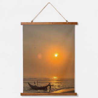 Tapiz Con Marco De Madera Playa de Tapestries Wall Art Decoración