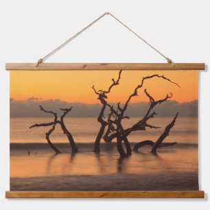 Tapiz Con Marco De Madera Playa Driftwood al amanecer Jekyll Island Georgia