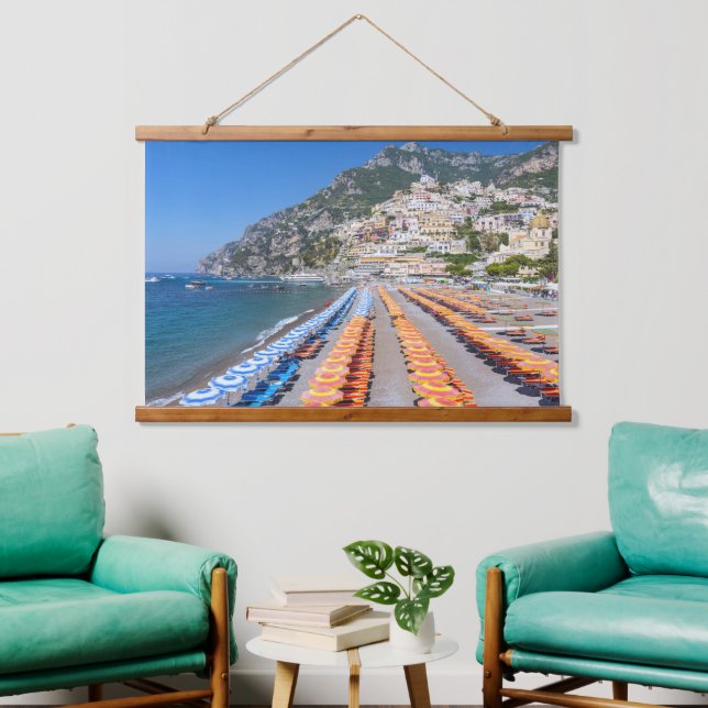 Tapiz Con Marco De Madera Playa Positano Costa Amalfitana Italia (Sala de estar)