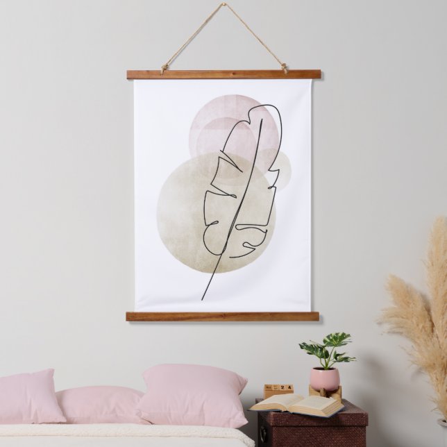 Tapiz Con Marco De Madera Pluma beige boho (Dormitorio)