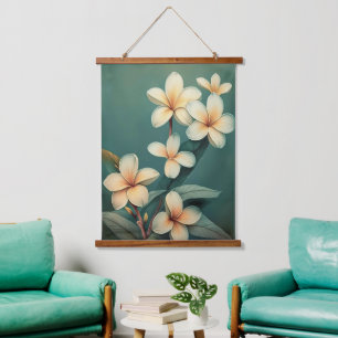 Tapiz Con Marco De Madera Plumeria de Vintage de Hawái