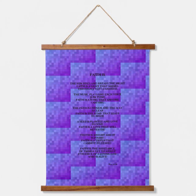 Tapiz Con Marco De Madera Poema "La Fe Es" (Anverso)