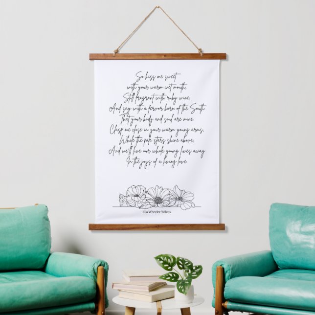 Tapiz Con Marco De Madera Poema romántico de amor de Ella Wheeler Wilcox (Sala de estar)