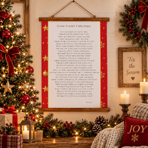 Tapiz Con Marco De Madera Poesía de Navidad brillante y estrellada