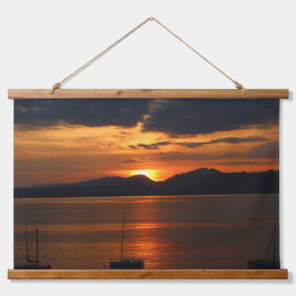 Tapiz Con Marco De Madera Polvo sobre el lago Garda