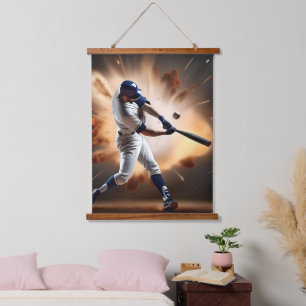 Tapiz Con Marco De Madera Polvo Y Gloria: El Béisbol, El Correr Hogar