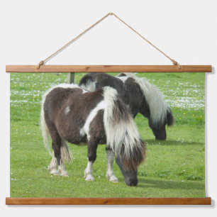 Tapiz Con Marco De Madera Poneys de pintura Shetland de raza pura