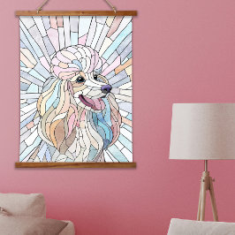 Tapiz Con Marco De Madera Poodle - arte en mosaico pastel