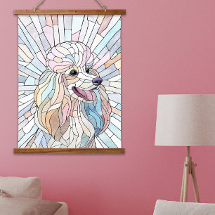 Tapiz Con Marco De Madera Poodle - arte en mosaico pastel