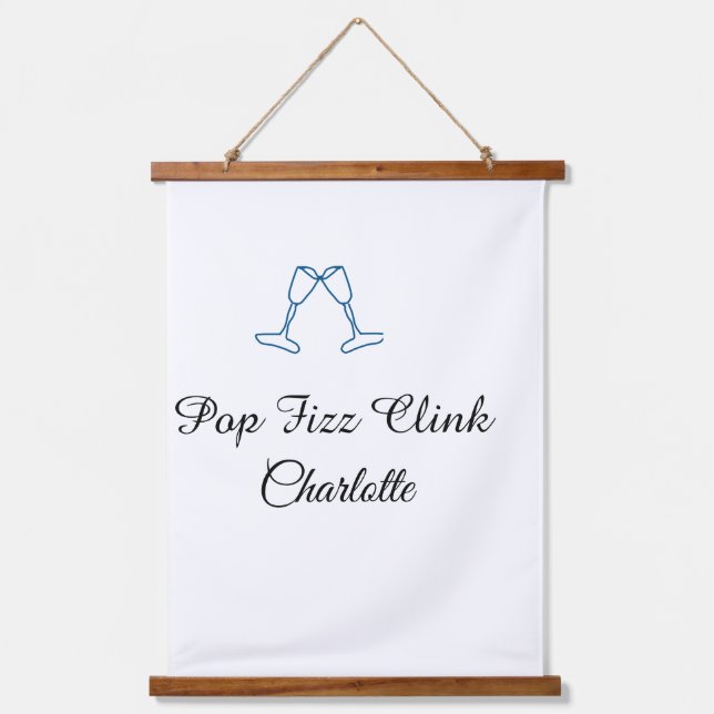 Tapiz Con Marco De Madera Pop fizz clink blue champagne bottle new year (Anverso)