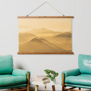 Tapiz Con Marco De Madera Por la mañana niebla colinas capas amanecer