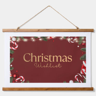 Tapiz Con Marco De Madera Póster colgante de lista de Navidad | Festivo H