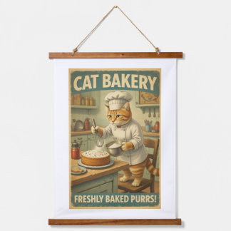 Tapiz Con Marco De Madera Póster de arte de pared de Chef Gato