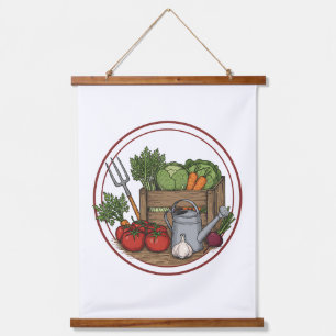 Tapiz Con Marco De Madera Póster de caja de verduras frescas de granja vinta