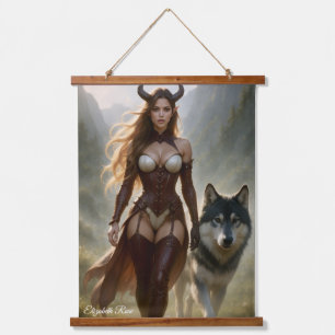 Tapiz Con Marco De Madera Póster de Dama Loba Demoníaca